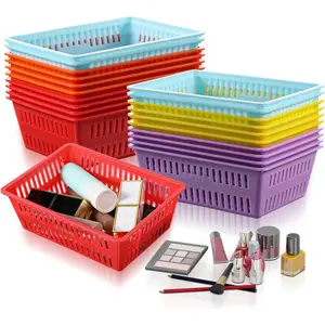 30 Pcs Mini Storage Baskets Bins, Plastic Organizer Basket, Colorful Shelf and Desk Make-up Storage Crate Organizing Containers, Ideal for Home Classroom Office Organization.6.1"L x 4.5"W x 2.4"H