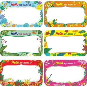300 Pcs Name Tag Label Sticker in 6 Designs with Perforated Line for School Office Home (3.5"x2.2" Each) …