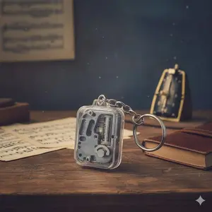 Vintage Windup Music Box Keychain Set, Zinc Alloy Mini Music Player, DIY Decor Gift, Retro Hand-Crank Music Jewelry Box, Stress Relief Toy, Unique Personalized Collectible Accessory, Perfect Gift for Friends