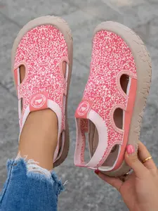Women's Hollow Out Flyknit Sandals, Breathable Slip-On Soft Rubber Sole, Comfortable Summer Lazy Shoes, Ideal for Warm Weather