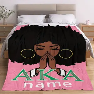 1pc Personalized AKA Name Blanket - Custom Name/Text, Soft Flannel All-Season Bedspread/Throw - & Pink Accent - Heavy-Duty for Home, Office, Camping  Warm Haven Textiles