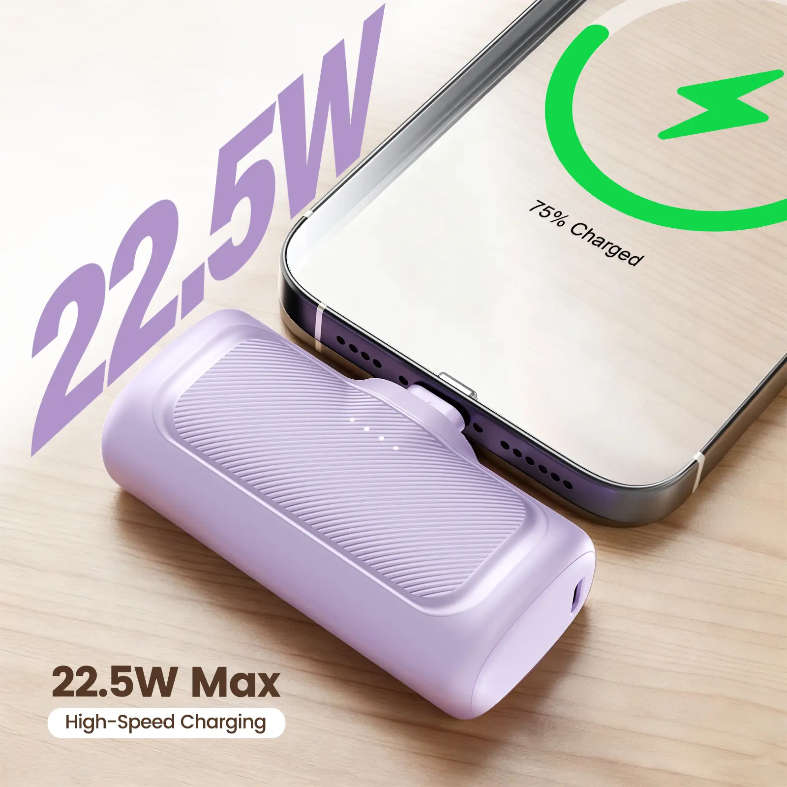 charmast 5000mAh Fast Charging Portable Charger USB C for iPhone 17/16/15 & Samsung S25/24, 22.5W Mini Power Bank with Type-C Connector, Ultra-Compact Design for Travel