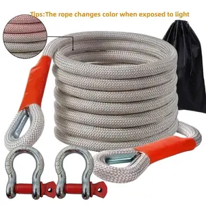 Tow Hook and Rope Set, 196.85 Inch Tow Hook and Rope Kit, Suv and Other Vehicles Off-Road Rescue, 2 Steel U-Shaped Hooks, Front Use, Up to 135 Lbs