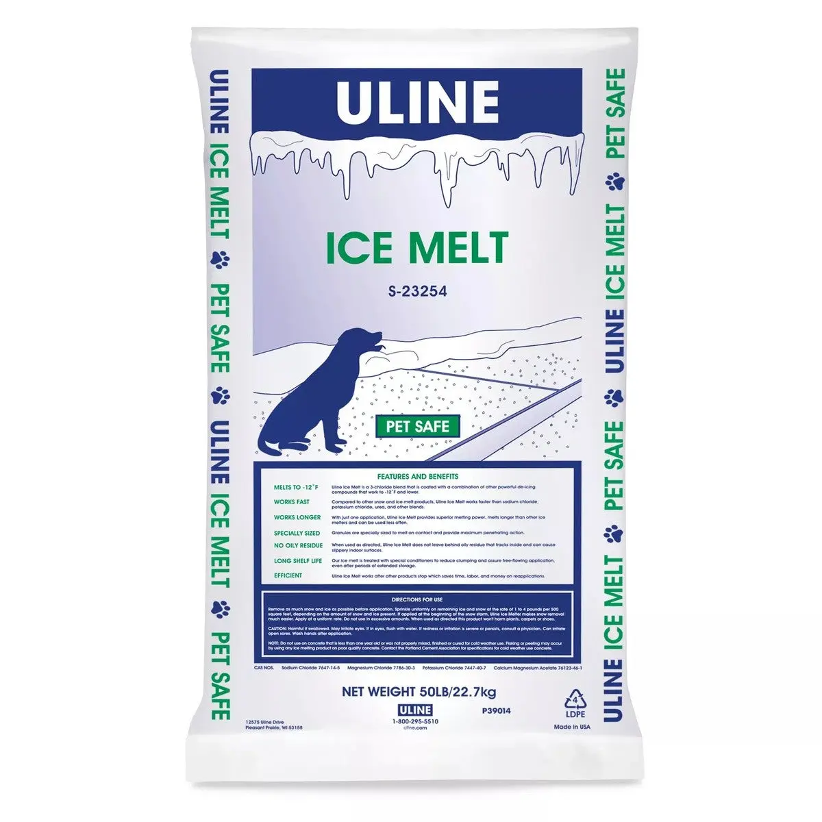Uline S-23254 Pet Safe Ice Melt Granules Melt Ice Down to -12 DegreeF (50  lb Bag) - TikTok Shop