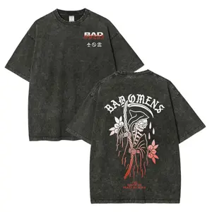 Unisex Fit Washed T-Shirt Love The Death Of Peace Of Mind Bad Omens Graphic T-Shirt Rock Merchandise Top Men's and Women's Clothing Rock Band Shirt Retro Music Tee Vintage Casual Short Sleeve T-shirt For Daily Wear