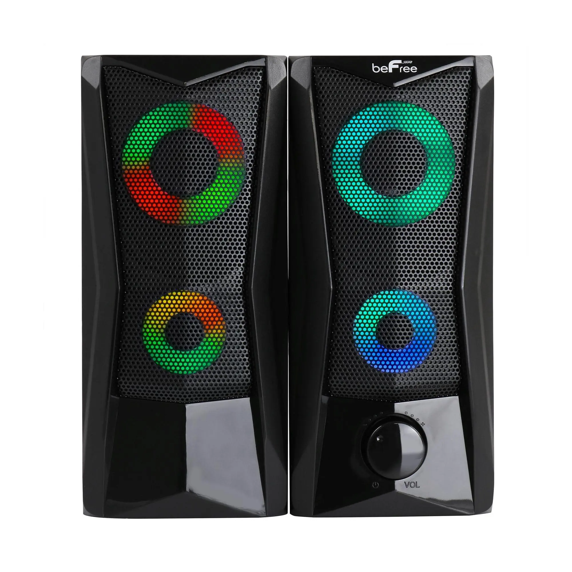 beFree Sound Computer Gaming Speakers w/ Color LED RGB Lights