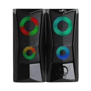 beFree Sound Computer Gaming Speakers w/ Color LED RGB Lights