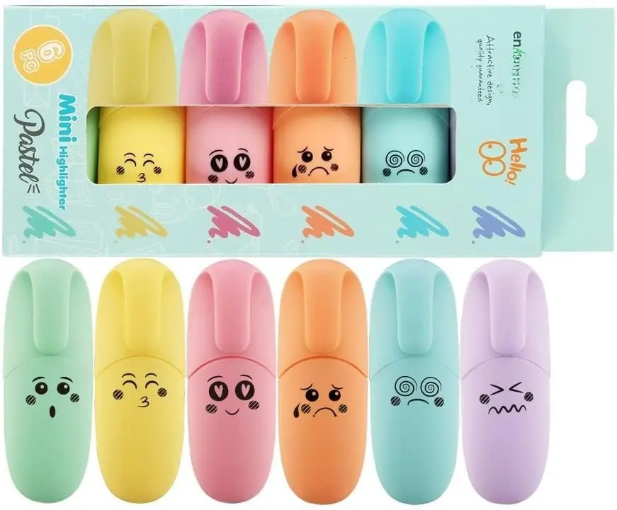 12 count Kawaii School Supplies Assorted Colors Cute Mini Highlighters Kawaii Design  Highlighter Marker Pen