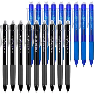 18 Pack Retractable Erasable Gel Pens Clicker, 9 Black & 9 Blue, Fine Point(0.7), Make Mistakes Disappear,  Comfort Grip Black & Blue Ink for Writting, Note Taking and Crossword Puzzles