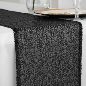 Sequin 12"x108" Table Runner Black - Glittering Design