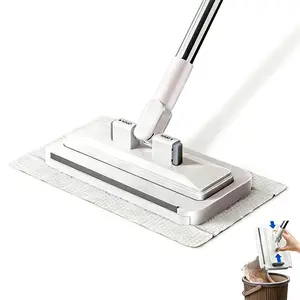 SOPAMI Disposable Mop, Hands-Free Floor Mop with Clamp, Dry Wet Use Dust Mop for Hardwood & Tile, Flat Mop System