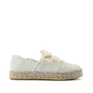 Carolina Lace-Up Espadrille White Onyx Textured Denim