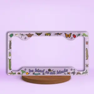 License Plate Frame, Entomology Purple Accessories, Insect Bug Lover Friends Kindness To All Creatures Birthday Gift Idea, Cool Colorful Bug