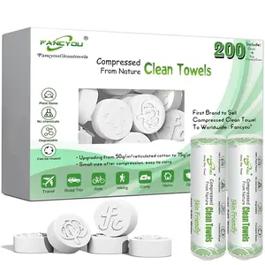 Compressed Tablets 200 Count, Thicken Disposable Face with 2 Carry, Biodegradable & Compact, Cotton Face Towels for Camping Hiking Travel Gym BBQ Home