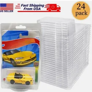 24Pack Clear Protector Case Plastic Display Fit For Hot Wheels & Matchbox Basic