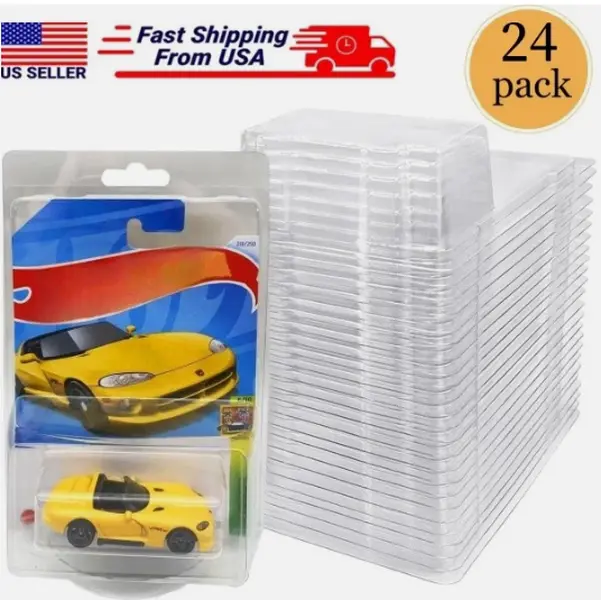 24Pack Clear Protector Case Plastic Display Fit For Hot Wheels & Matchbox Basic