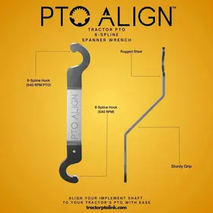 PTO Align Spanner Wrench, 12.375" – Heavy-Duty Steel PTO Shaft Alignment Tool – Compatible SD, HD & Compact Systems – Patent Pending Farm Implement Connection Aid