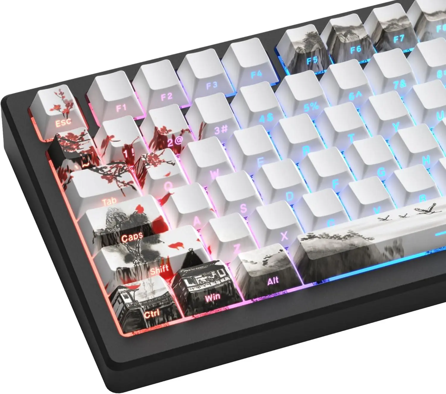 Womier Backlit Double Shot PBT Keycaps, Cherry Profile Full Size Custom Key Set for Cherry, Gateron MX Switch Mechanical Keyboards