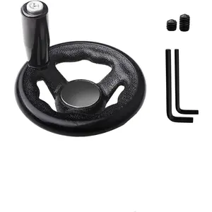 4-inch Diameter Round Hand Wheel with Revolving Knob Handle for Mill Drill Press Crank Lathe