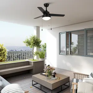 Parrot Uncle 42" Vaczon 3 Blades Traditional Ceiling Fan with Pull Chain - Classic 3-Blade Design, 3 Speed Settings, Black Finish, Ideal for Living Rooms & Bedrooms