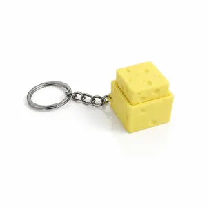 Cheese Clicker Keychain – Mechanical Switch Button, Satisfying Click, Aesthetic Bag Charm, Portable Desk Stress Relief Gadget for Adults