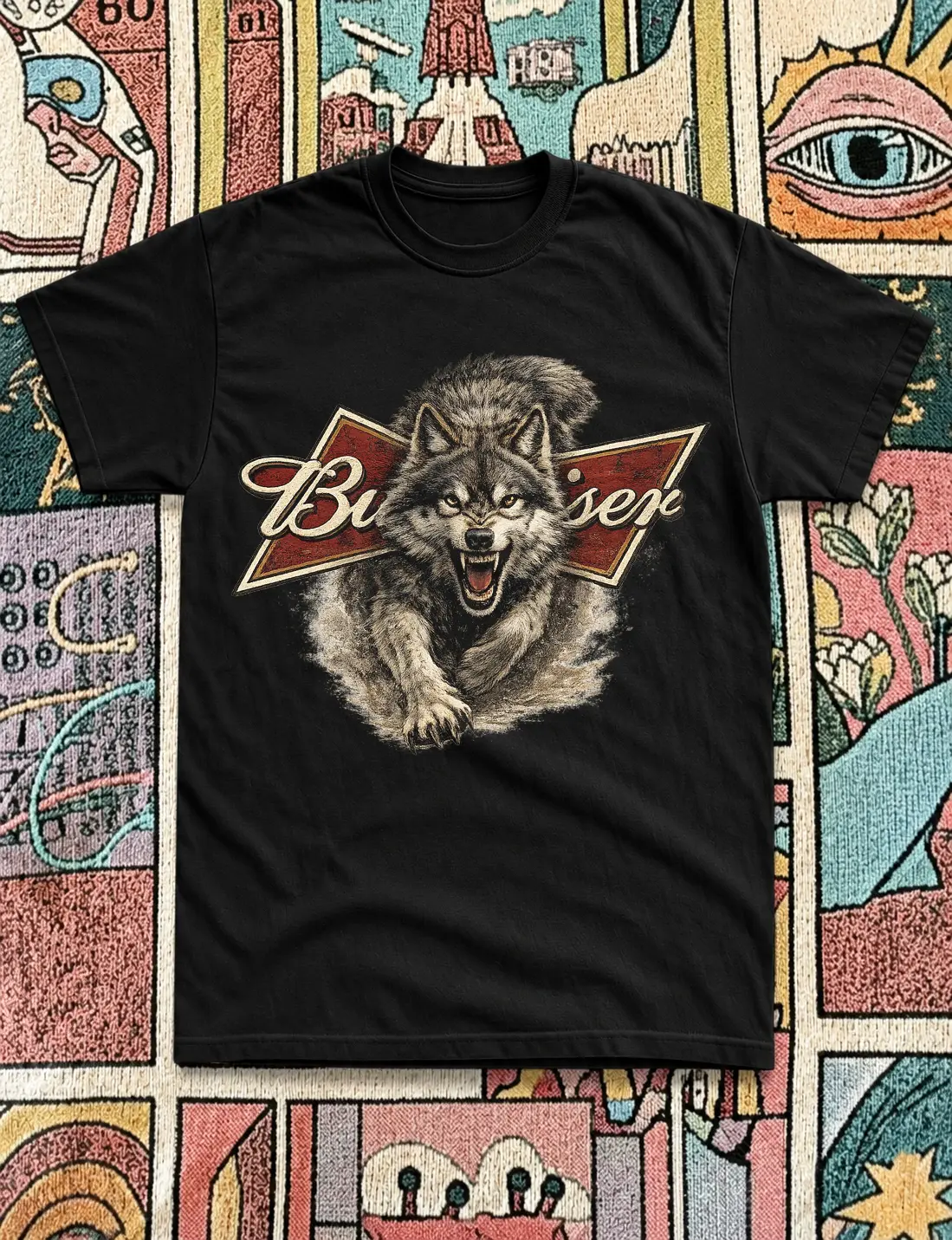 Vintage Wolf Graphic T-Shirt, Retro Wolf Animal Tee, Oversized Streetwear Shirt, Unisex Gift