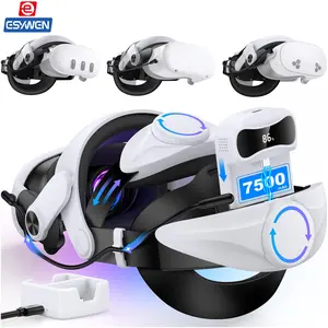 ESYWEN Head Strap for Quest 3/3S & Quest 2 with Battery, Comfor VR Accessory with 2 Adjustable Knobs to Adjust for Head Fit, Elite Strap with 7500mah Battery & Charging Station for Extended 3H Playtime