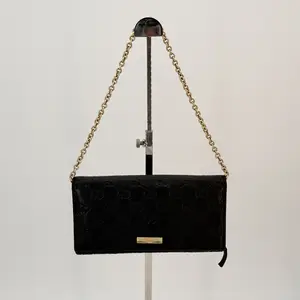 Pre-owned GUCCI calfskin Mini Bags Guccissima Margaux Metal Bar Chain Wallet Black