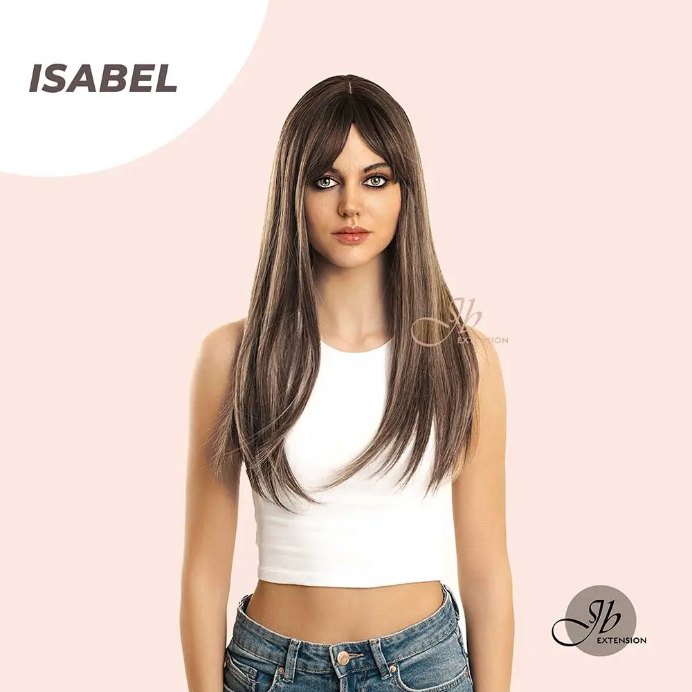 JBEXTENSION 22 Inches Dark Brown With Blonde Highlight Straight Wig ISABEL