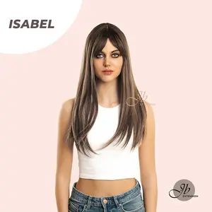 JBEXTENSION 22 Inches Dark Brown With Blonde Highlight Straight Wig ISABEL