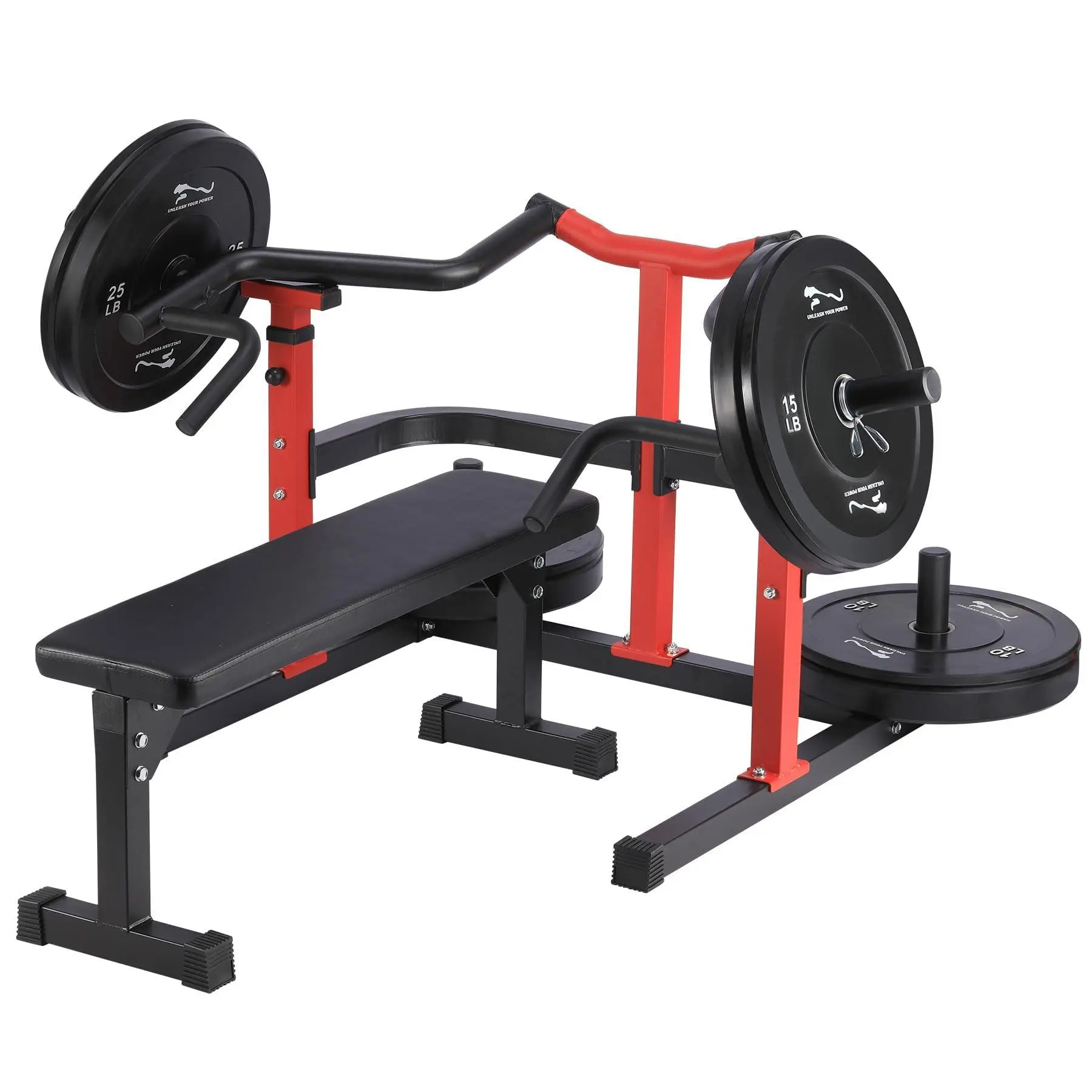 GARVEE Heavy-Duty Chest Press Machine, 1050LBS Bench Press Machine with Independent Converging Arms, Adjustable Flat Incline Bench for Chest, AB Workouts, Shoulder Home Gym Equipment,Red