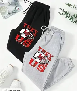 #Kansassss Football Logo Printed Team Logo, Color Men Women Letter Print Sweatpants, Casual Regular Fit Pants For Spring & Fall, Trendy Top Sweatpants, Unisex Cotton Graphic Casual Sweatpants, Gift For Fan, Men and Women, Best Gift SS