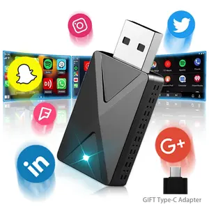 2026 Wireless CarPlay Adapter for iPhone/Android - Fast Connection, No Delay, Hands-Free Calling Wireless Adapter Mini USB Car Design, Apple CarPlay Plug-and-Play, Wireless Adapter Dongle, Gift Type-C adapter