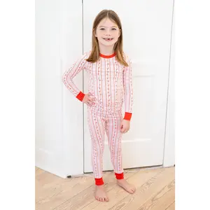 Striped Hearts | Two Piece Set | Bamboo two-piece heart style pajama set for girls 