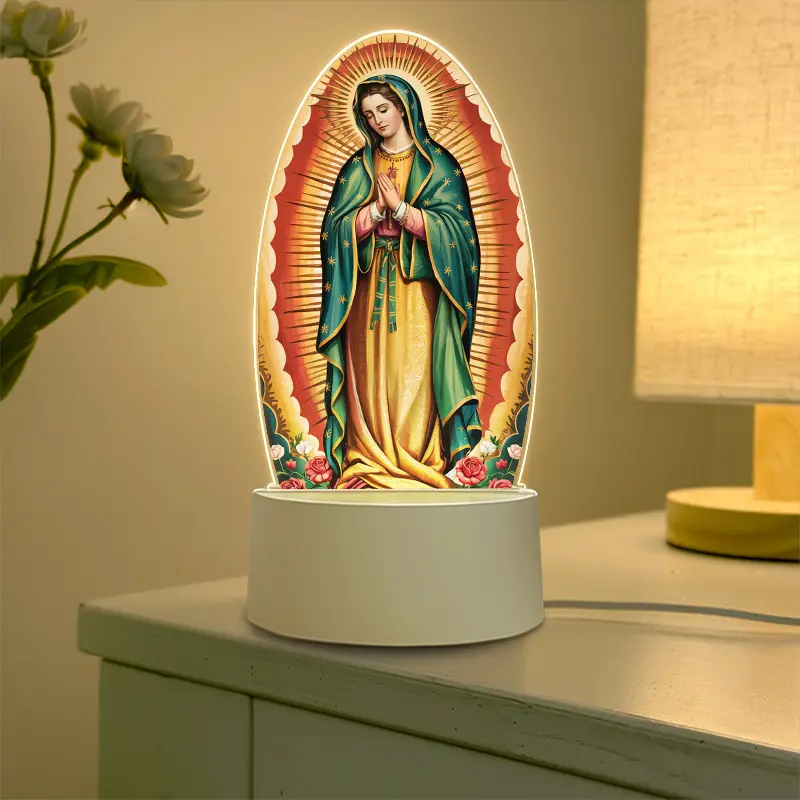 Biblical-Themed Religious Decoration Acrylic LED Table Lamp, 1-Piece USB-Powered Indoor Ambient Light with Switch, Christian Faith Decor for Bedroom, Church Member Souvenir to Light Up Your Space