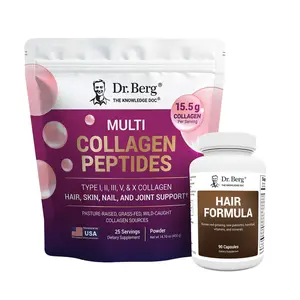 Hair Health Bundle - Hair Vitamins for Hair, Skin & Nails (90 Capsules) + Collagen Peptides Powder (15.5g, 25 Servings) - Supports Hair Growth, Skin Elasticity & Joint Health