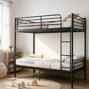 ARCH Twin Over Twin Metal Bunk Bed with Ladder and High Guardrail, Separates into 2 Twin Beds, Heavy Duty Steel Frame, No Box Spring Needed, Noise Free, Black Finish for Kids Bedroom, Durable Bed Frame, Twin Size Options, Black Color Options