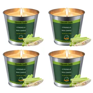 4 Pack 6 oz Citronella Scented Candles, 128 Hours Total Burn Time, Cozy Home Decor & Outdoor Decoration, Smooth Burning Soy Wax with Cotton Wick for Patio, Garden, BBQ & Camping