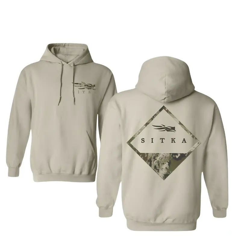 Menswear SITKA Bottomland Pattern 2-sided Unisex Hoodie - Full Sizes, Full Colors, Casual Long Sleeve Pullover Top With Pocket Sweatshirts