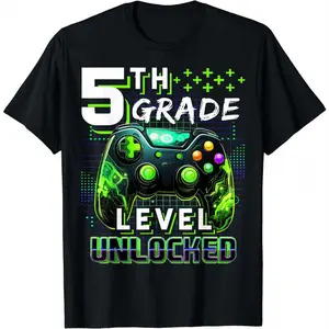 Back to School 5th Grade Boys Gamer First Day School Level T-Shirt