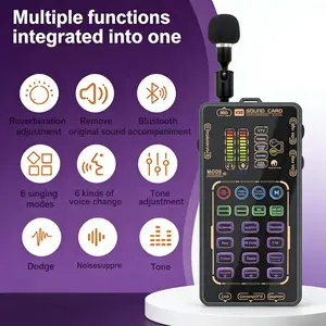 To Party Tech X55 Pro Handheld Mini Sound Card with In-ear Monitor & Intelligent Sound Adjustment for Gaming Singing & Live Streams