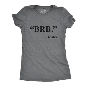 Womens BRB Jesus T Shirt Funny Easter Christian Religious Church Text Faith Tee Funny Womens T Shirts Cute Vintage Fashion Casual Ladies T-Shirt Gift Easter Tops for Women Funny Religious Top Women's Novelty Dark Grey