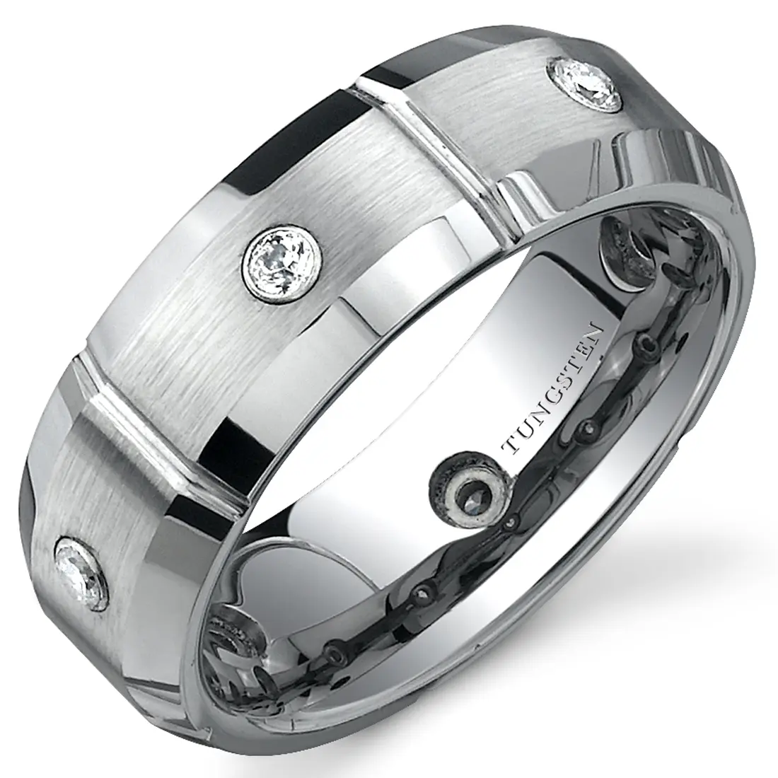Men's Beveled Edge Brushed finish 7mm Tungsten Band Daily Engagement Birthday Anniversary Male