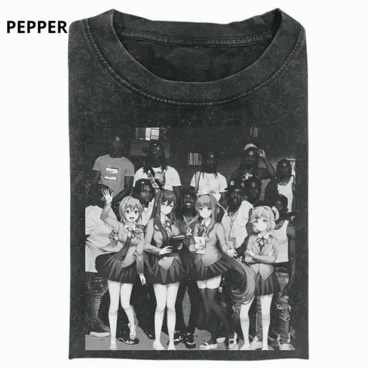 Doki Doki Literature Club T Shirt Ddlc Crossover Meme Tee Dark Anime Graphic Streetwear Viral Tiktok Merch - Vintage All Purpose Cotton Tee