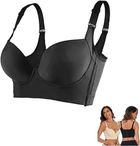 Women's Push Up Bra,Full-Coverage Underwire Bra,Hide Back Fat Deep Cup Bra,Smoothing T-Shirt Bra,Sculpting Uplift Bra