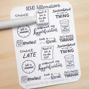 ADHD Affirmations Stickers – Hand Lettered Neurodivergent Quotes for Planner, Hobonichi, Bullet Journal, Executive Function Support