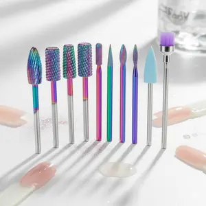 10-Piece Professional Nail Art Drill Bits Set, High-Speed Tungsten Carbide Grinding Heads for Electric Nail Drill Machine. Durable Manicure Pedicure Accessories Kit for Home Salon Use, Compatible with Universal Nail Care Devices.