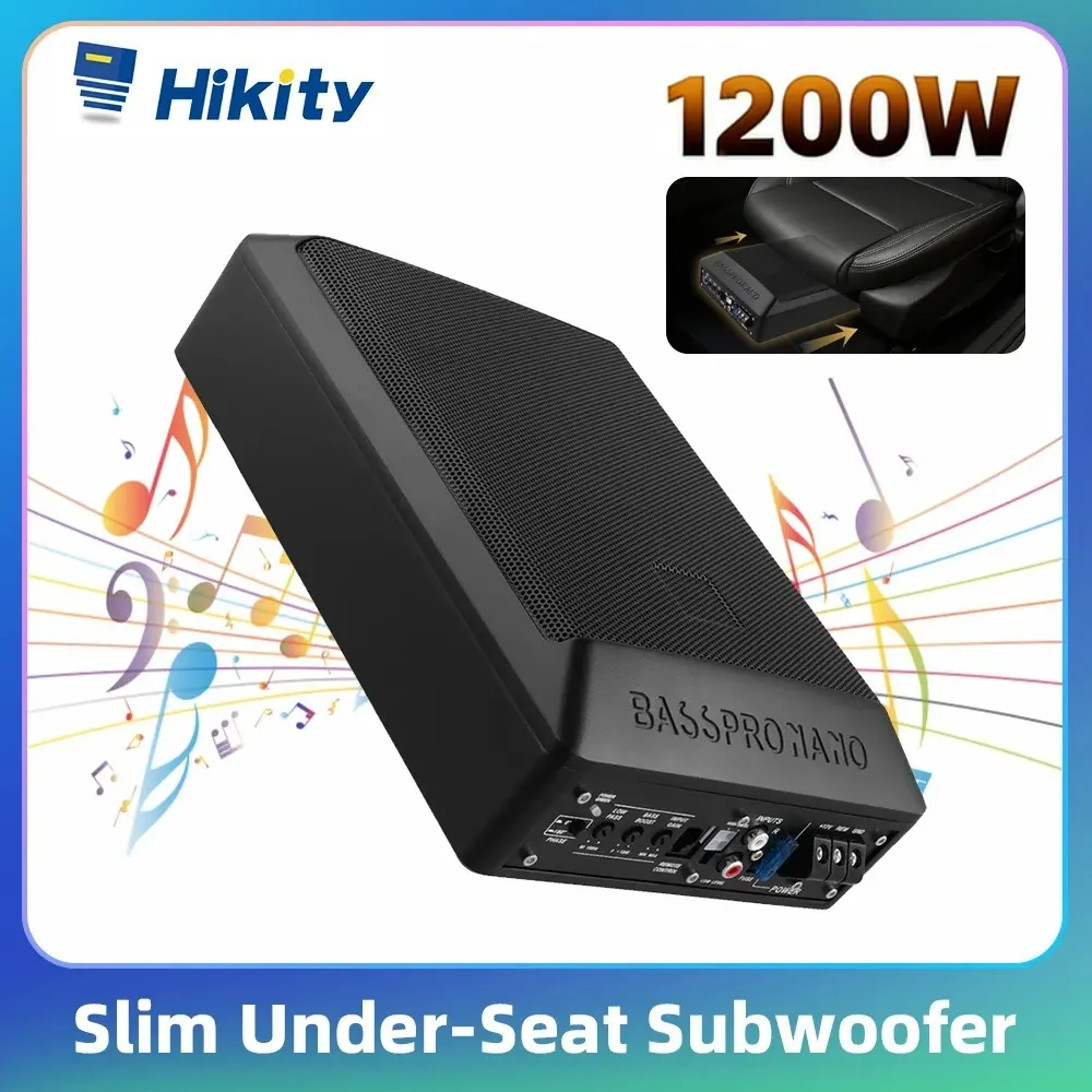 10" 1200W Ultra-thin Powered Subwoofer Car Audio, Built-in Amplifier Under Seat Subwoofer, Enhanced Bass Independent Control, Compatible with Truck/SUV/Jeep, SummerVibes Fathers Day Gift