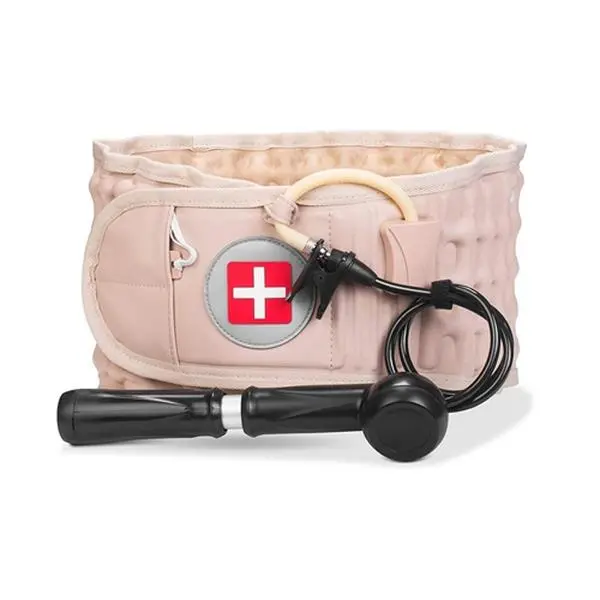 Inflatable Air Decompression Lumbar Support Belt for Lower Back Pain Relief, Unisex Ergonomic PU Leather Spine Relaxer, Adjustable with Extension Pad & Pump, Lumbar Spine Relaxer