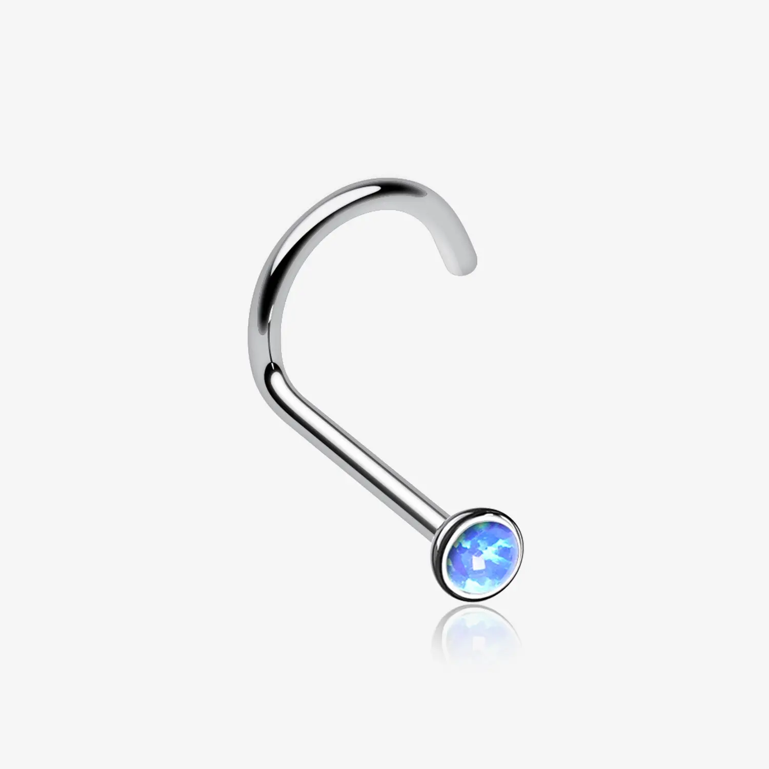 Implant Grade Titanium Fire Opal Bezel Set Top Nose Screw Ring